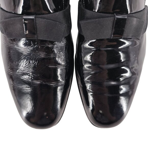 Bruno Magli Formal Opera Dress Shoes Men 7 Black Leather Tuxedo Bow Loafer Italy - Picture 9 of 12
